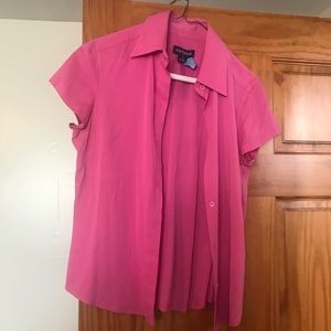 Cap sleeve button front stretch silk top